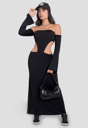Vestido Largo Mujer Negro Mp 106184
