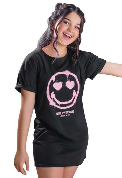 Camiseta Infantil Femenino Negro Mp 89002