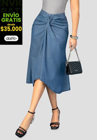 Falda Larga Mujer Azul Medio Mp 112372 MP