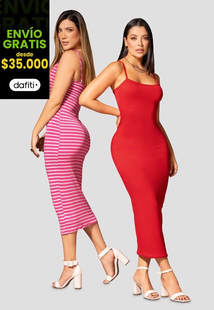 Vestido Paq X2 Mujer Bicolor Mp 112333