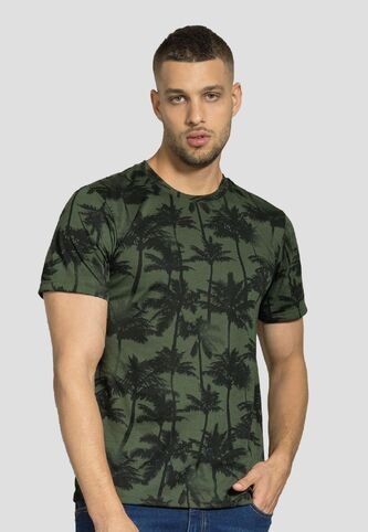 Camiseta Hombre Verde Militar Estampado Mp 112120 MP