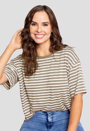 Camiseta Mujer Café Pardo-Blanco Mp 110852
