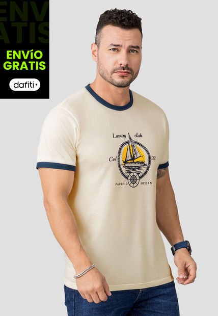 Camiseta Hombre Crema Mp 110525