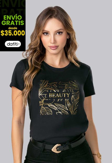 Camiseta Mujer Negro Mp 102264