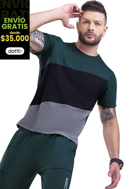 Camiseta Hombre Verde Mp 6069
