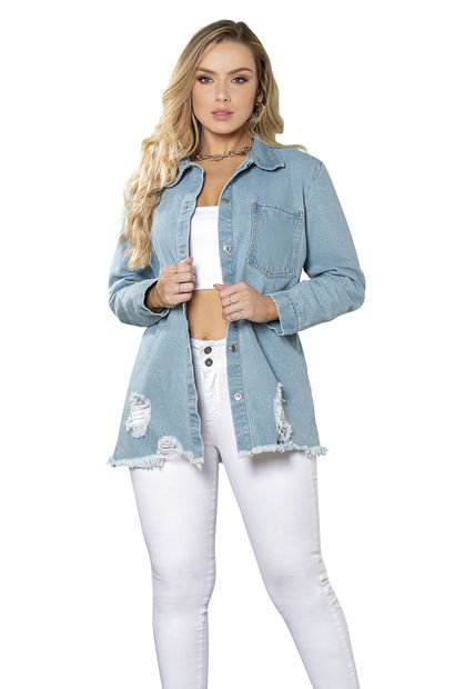 Chaqueta azul claro mujer best sale