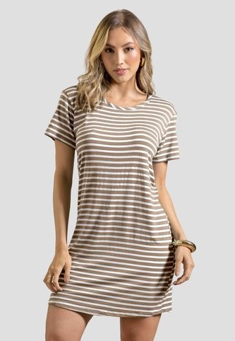 Vestido Corto Mujer Café Pardo-Blanco Mp 114554 MP