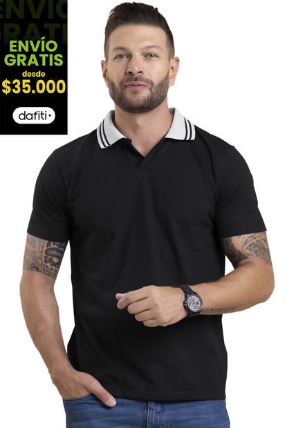 Polo Hombre Negro Mp 4104
