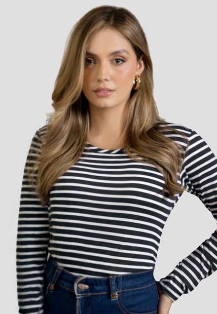 Camibuzo Mujer Negro-Blanco Mp 106619
