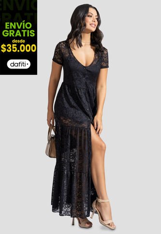 Vestido Largo Mujer Negro Mp 110419 MP