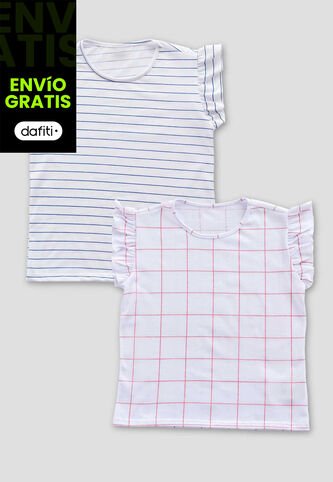 Camiseta Paq X2 Infantil Femenino Estampado Mp 112571 MP