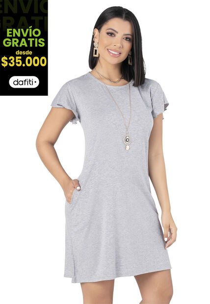 Vestido Corto Mujer Gris Jaspe Mp 68383