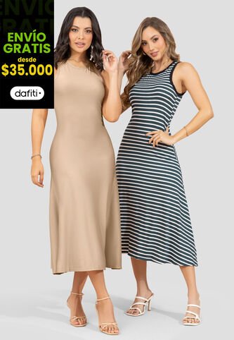 Vestido Paq X2 Mujer Multicolor Mp 110497 MP