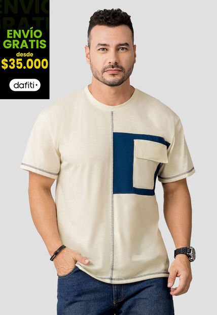 Camiseta Hombre Crema Mp 110523