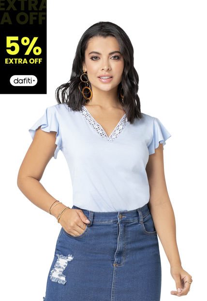 Camiseta Mujer Azul Claro Mp 91709