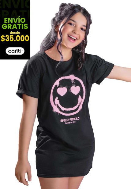Camiseta Infantil Femenino Negro Mp 89002