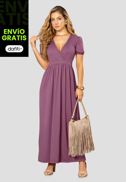 Vestido Largo Mujer Ciruela Mp 112522