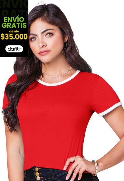 Camiseta Mujer Rojo Mp 92522