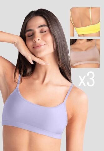 Top Paq X3 Mujer Lila Tech-Palo De Rosa Oscuro Mp 41740 MP