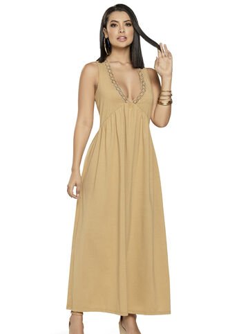 Vestido Largo Mujer Amarillo Mp 4506 MP