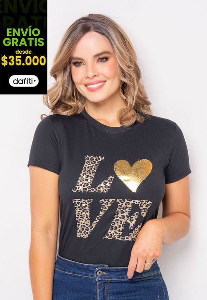Camiseta Mujer Negro Mp 108348