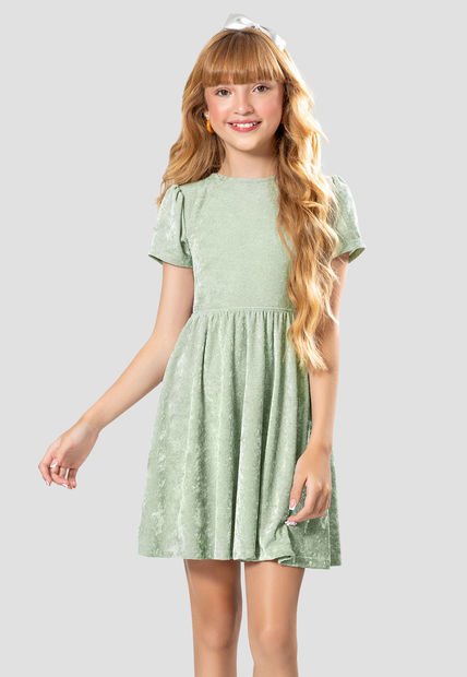 Vestido Infantil Femenino Verde Oliva Mp 104823