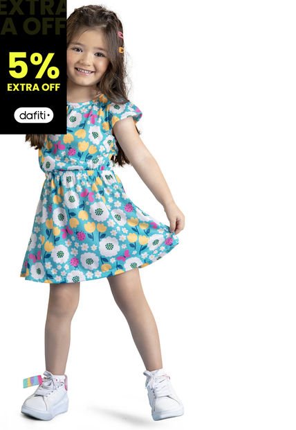 Vestido Infantil Azul Turquesa Mp 9933