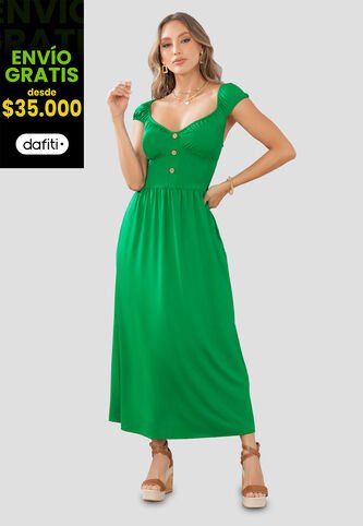 Vestido Largo Mujer Verde Mp 105166 MP