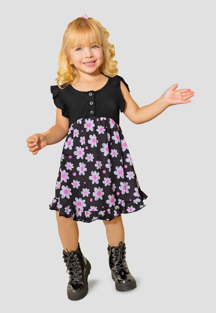 Vestido Infantil Femenino Negro Mp 105389
