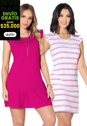 Vestido Paq X2 Mujer Fucsia Mp 5292 MP
