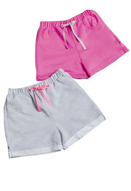 Short Paq X2 Para Niña Rosado/Gris MP