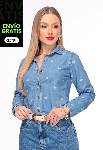 Camisa Mujer Azul Claro Mp 106564