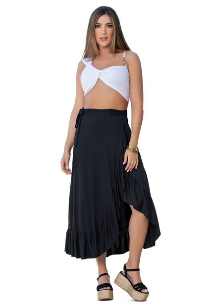 Falda Larga Mujer Negro Mp 32928