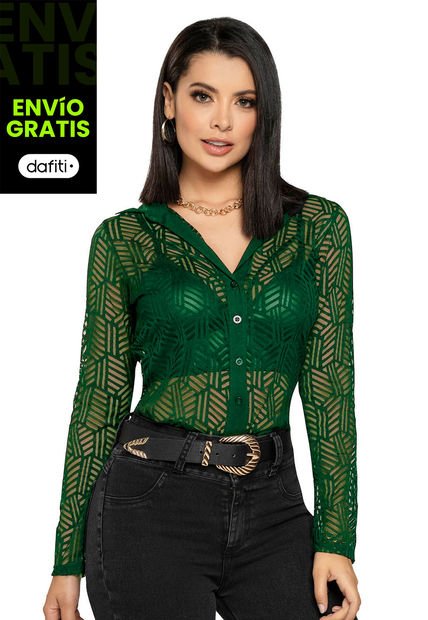 Camisa Mujer Verde Botella Mp 4500