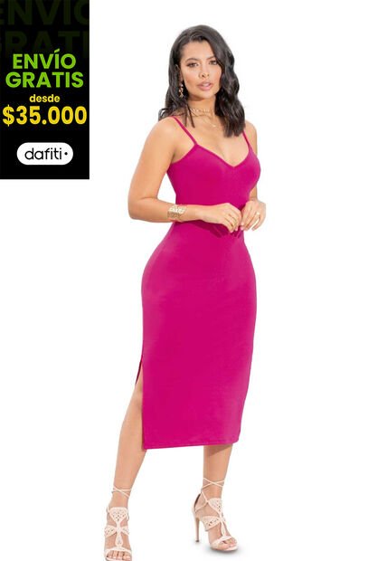 Vestido Largo Mujer Fucsia Mp 5164