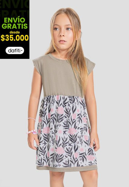 Vestido Infantil Femenino Taupe Mp 106230