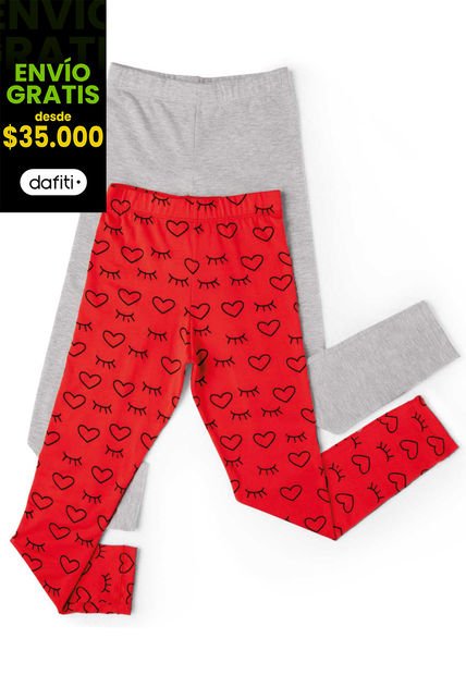 Legging Paq X2 Infantil Gris-Rojo Mp 88302