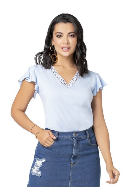 Camiseta Mujer Azul Claro Mp 91709