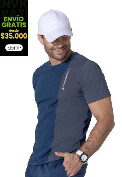 Camiseta Masculino Azul Petróleo Oscuro Mp 3967