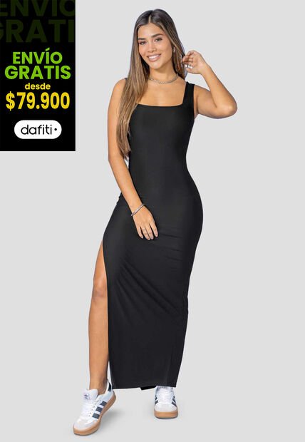 Vestido Largo Mujer Negro Mp 114381