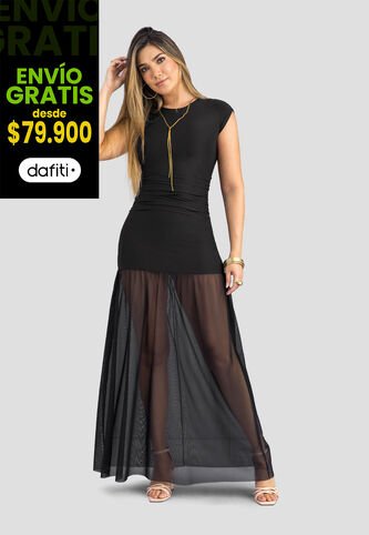 Vestido Largo Mujer Negro Mp 113937 MP