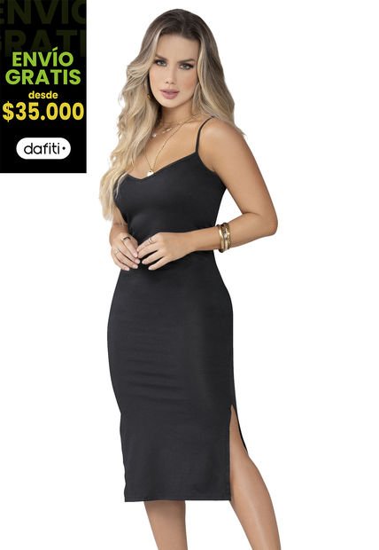 Vestido Largo Mujer Negro Mp 5164