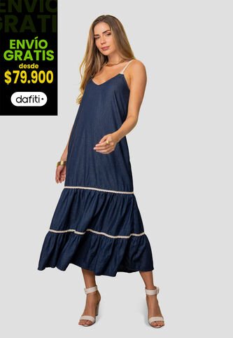 Vestido Largo Mujer Azul Oscuro Mp 113741 MP