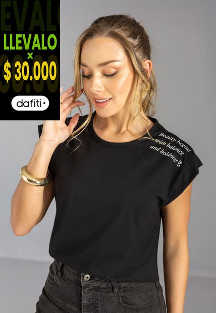 Camiseta Mujer Negro Mp 113214