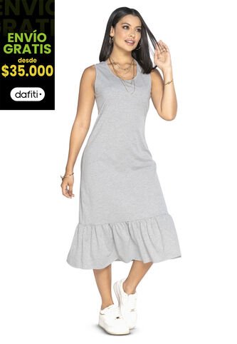 Vestido Largo Mujer Gris Jaspe Mp 3766 MP