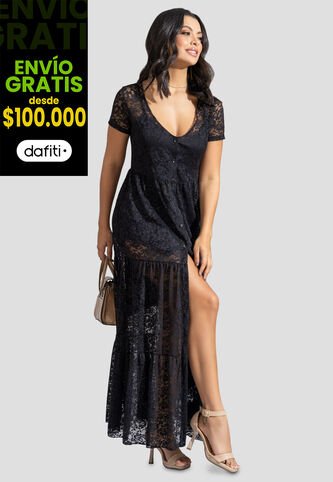 Vestido Largo Mujer Negro Mp 110419 MP
