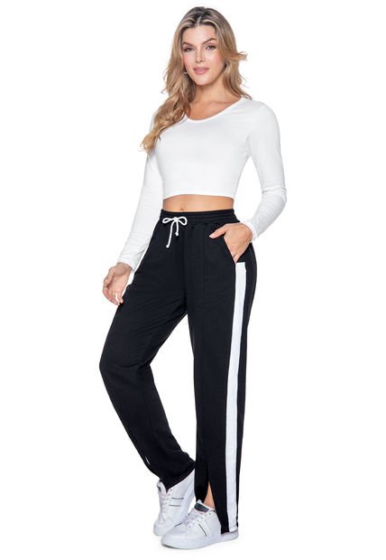 Pantalón Mujer Negro-Blanco Mp 32727