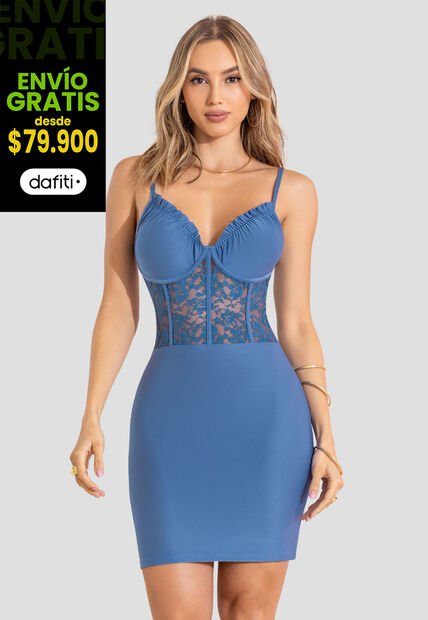 Vestido Corto Mujer Azul Indigo Mp 113479