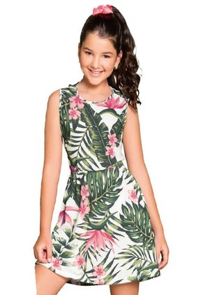 Vestido Para Niña Estampado Hojas MP