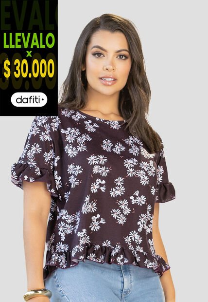 Blusa Mujer Estampado Mora Oscuro Mp 112218